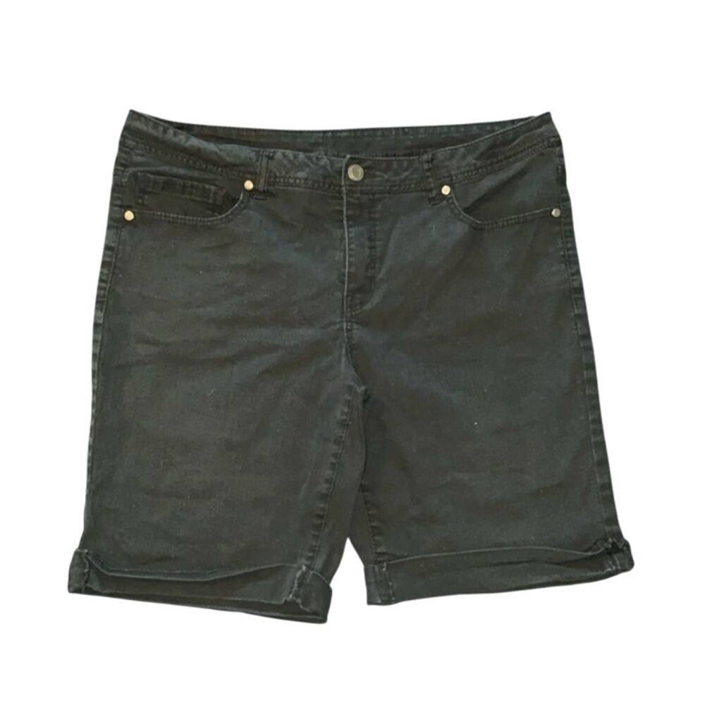 Faded glory black denim shorts women’s size 16